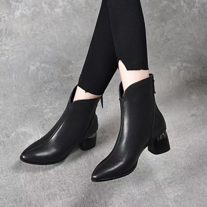 Damen Elegante Ankle Boots mit Glanz-Detail Drune