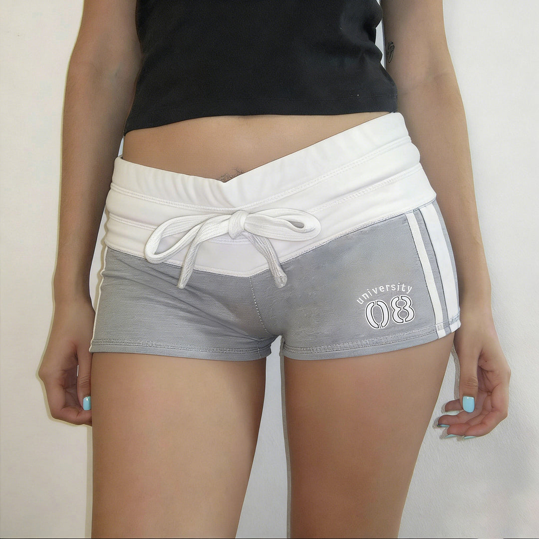 Damen Freizeitshorts mit elastischem Bund und dekorativem Bindegürtel Drune