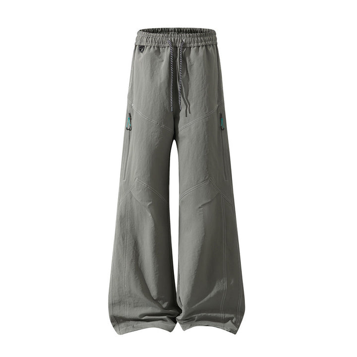 Herren Weite Cargo‑Hose mit Tunnelzugbund, Utility‑Nähten und Reißverschluss‑Taschen Drune