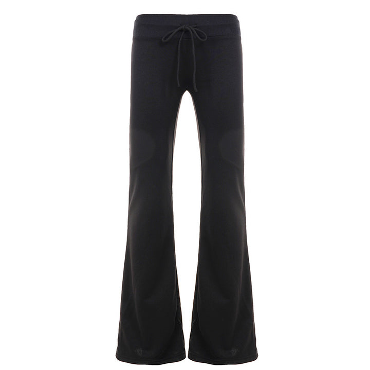 Damen Hochtaillierte Bootcut-Jerseyhose mit weitem Trompetenbein und Tunnelzugbund Drune