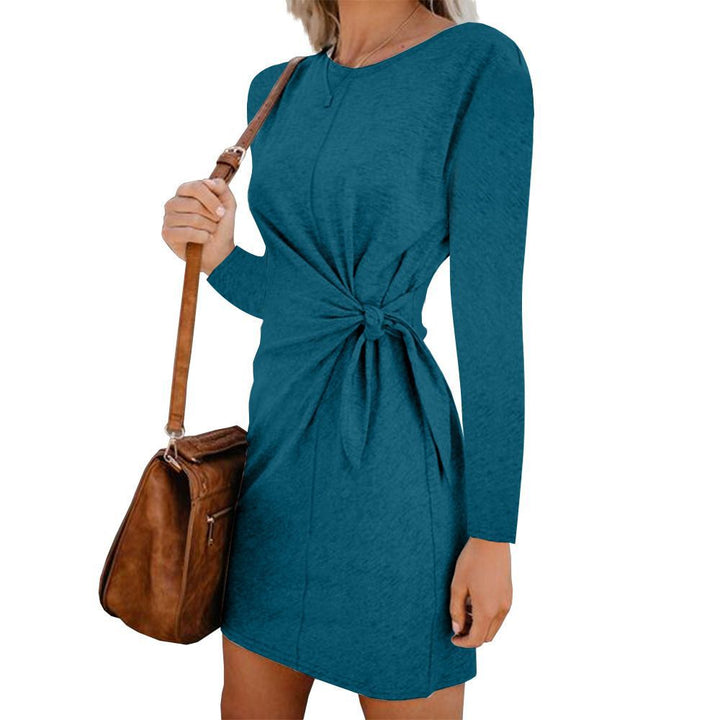 Damen Kurzarm Kleid mit Knoten-Detail und elegantem Schnitt Drune