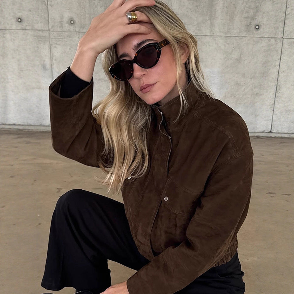 Damen Kunstlederjacke mit strukturiertem Schnitt und praktischen Taschen Drune