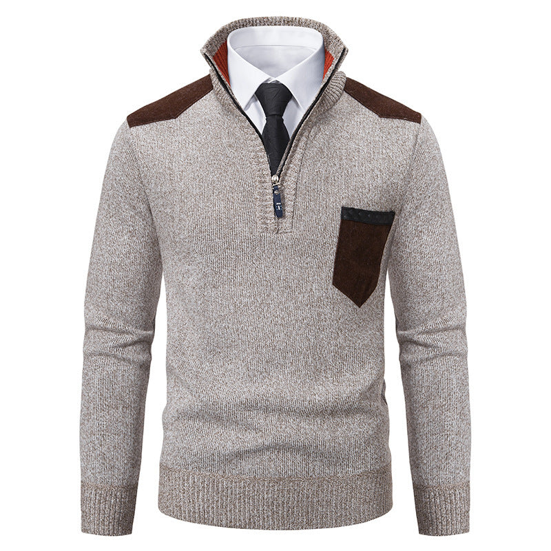 Herren modischer Pullover mit Stehkragen und praktischem Reißverschluss Drune