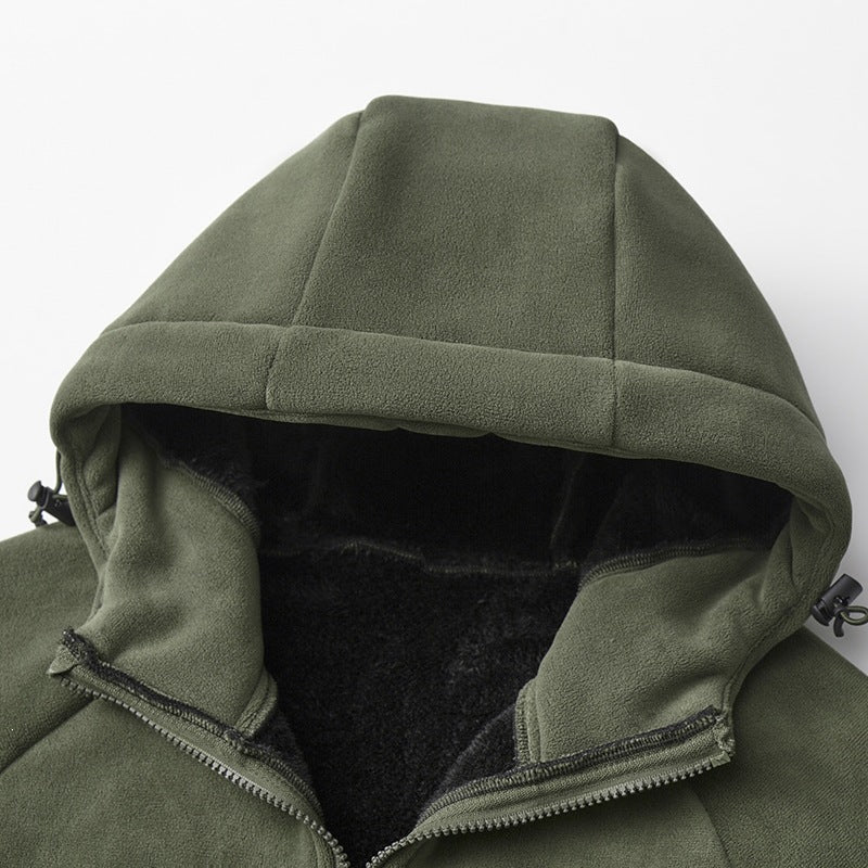 Herren Teddygefütterte Fleece‑Kapuzenjacke mit Thermofutter, durchgehendem Reißverschluss & Eingrifftaschen Drune
