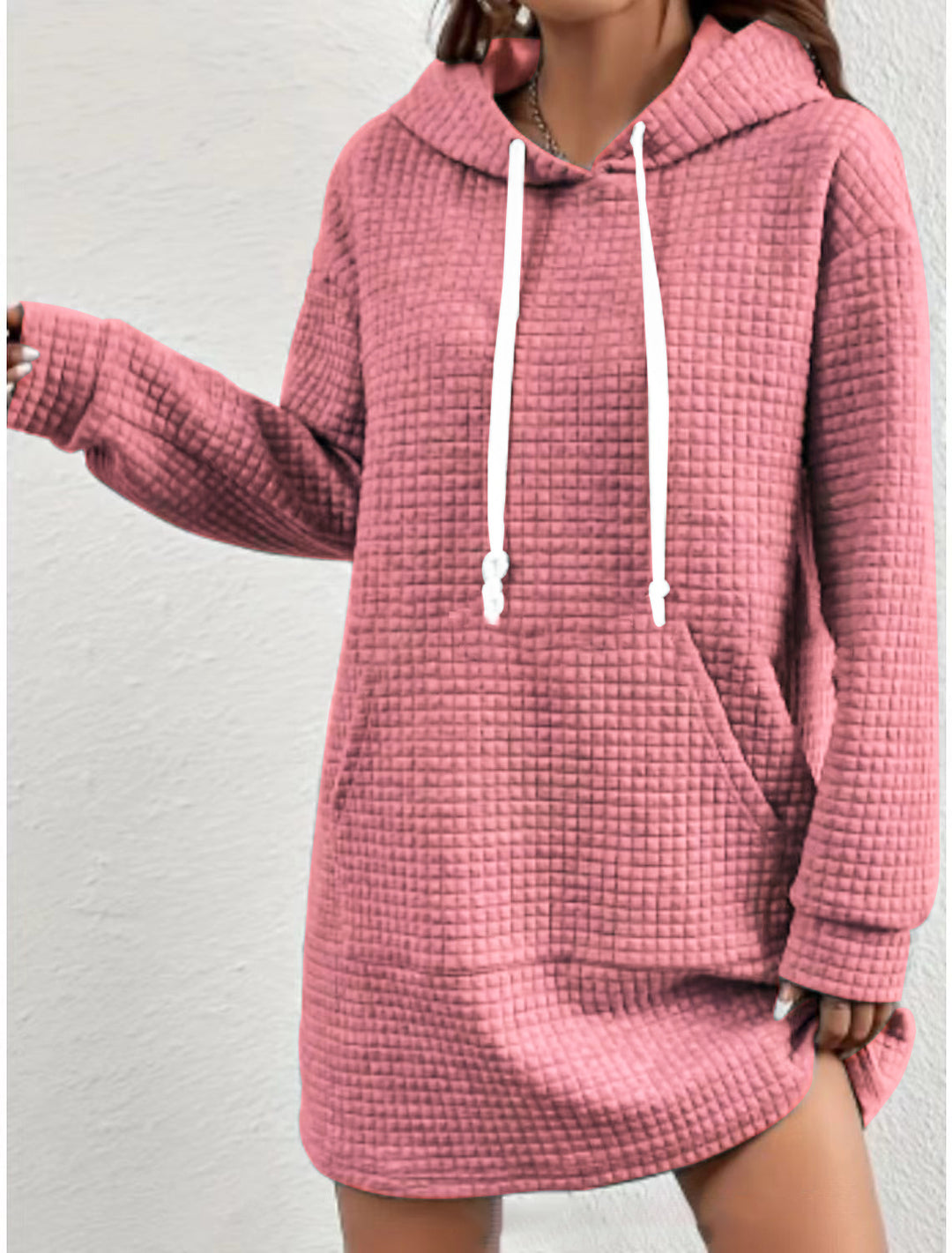 Damen Hoodie-Kleid mit praktischem Kängurutasche und modernem Strickdesign Drune