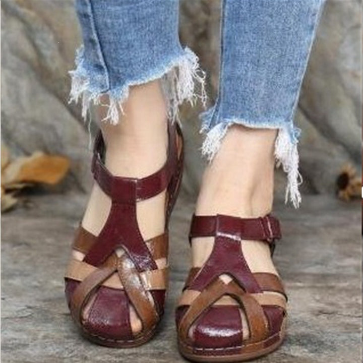 Damen Geschlossene Riemen-Sandalen mit gepolstertem Komfortfußbett und Klettverschluss Drune