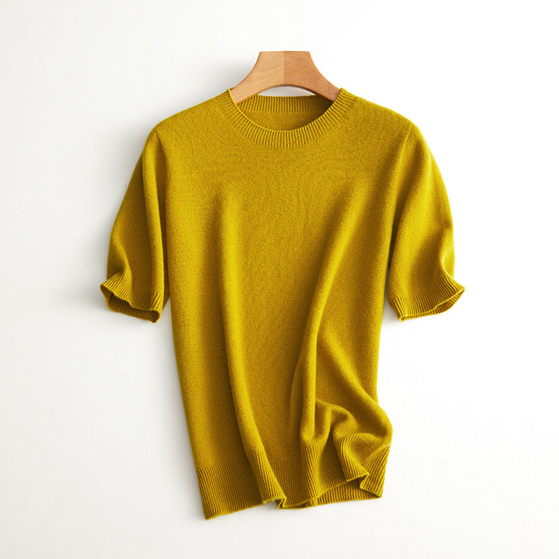 Damen Kurzarm Cashmere-Mix Pullover Drune