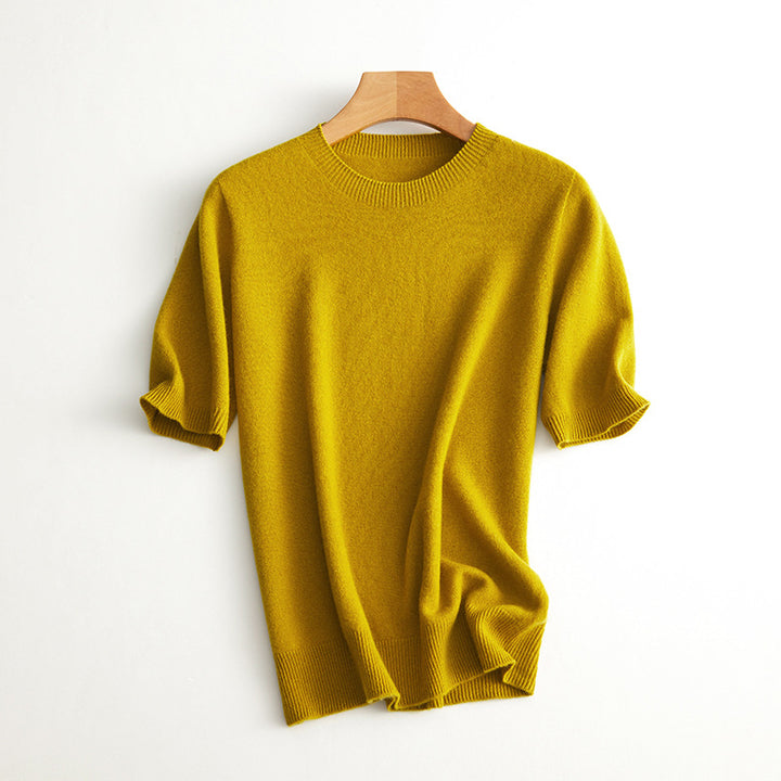 Damen Kurzarm Cashmere-Mix Pullover Drune
