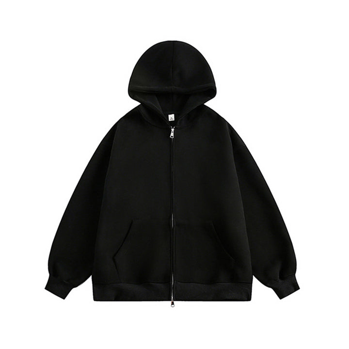 Unisex Oversize-Kapuzenjacke mit durchgehendem Reißverschluss und weichem Fleece-Innenfutter Drune