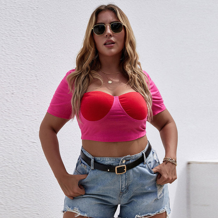 Damen Cropped Top mit raffiniertem Bustier-Design und kurzen Ärmeln Drune