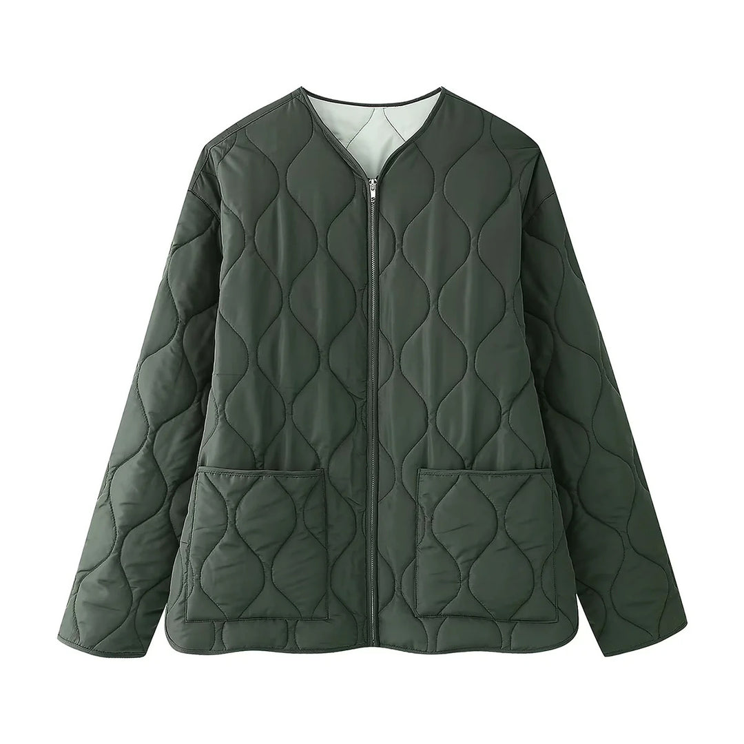 Damen nan leichte A‑Linien Steppjacke mit Tropfensteppung, Rundhalsausschnitt und aufgesetzten Fronttaschen Drune