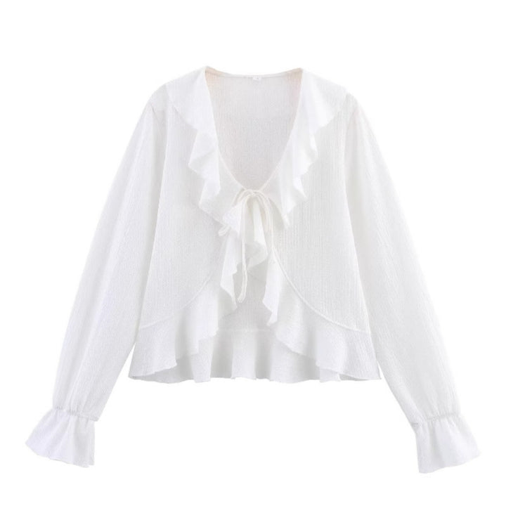 Damen Bluse mit romantischen Rüschendetails und floralen Mustern Drune