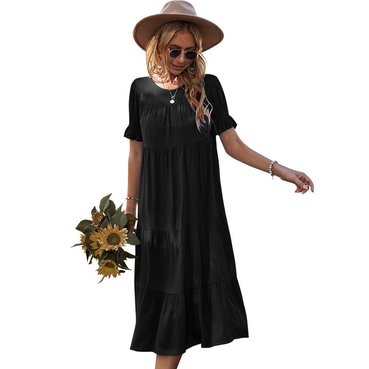 Damen Midikleid mit Rüschendetails und fließendem Schnitt Drune