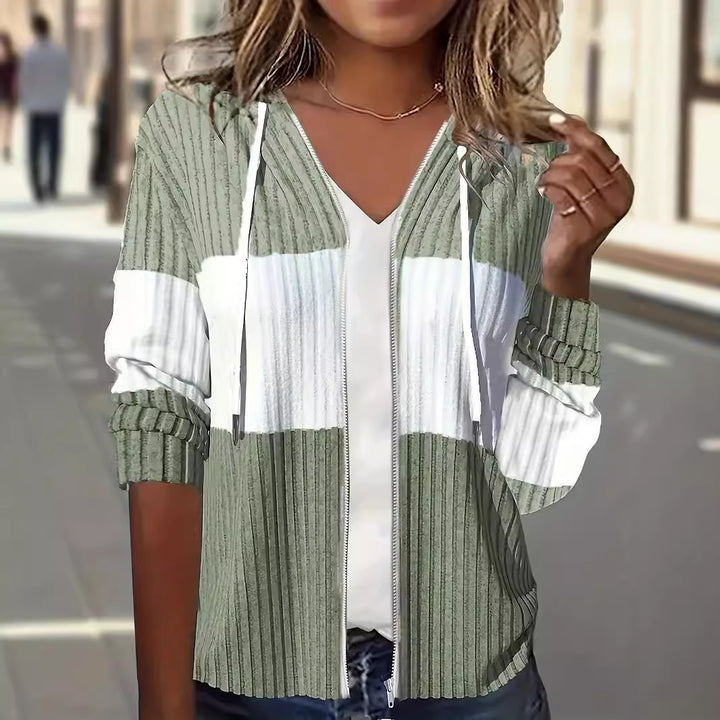 Damen Urbaner Strickjacke mit Reißverschluss und Kapuze Drune