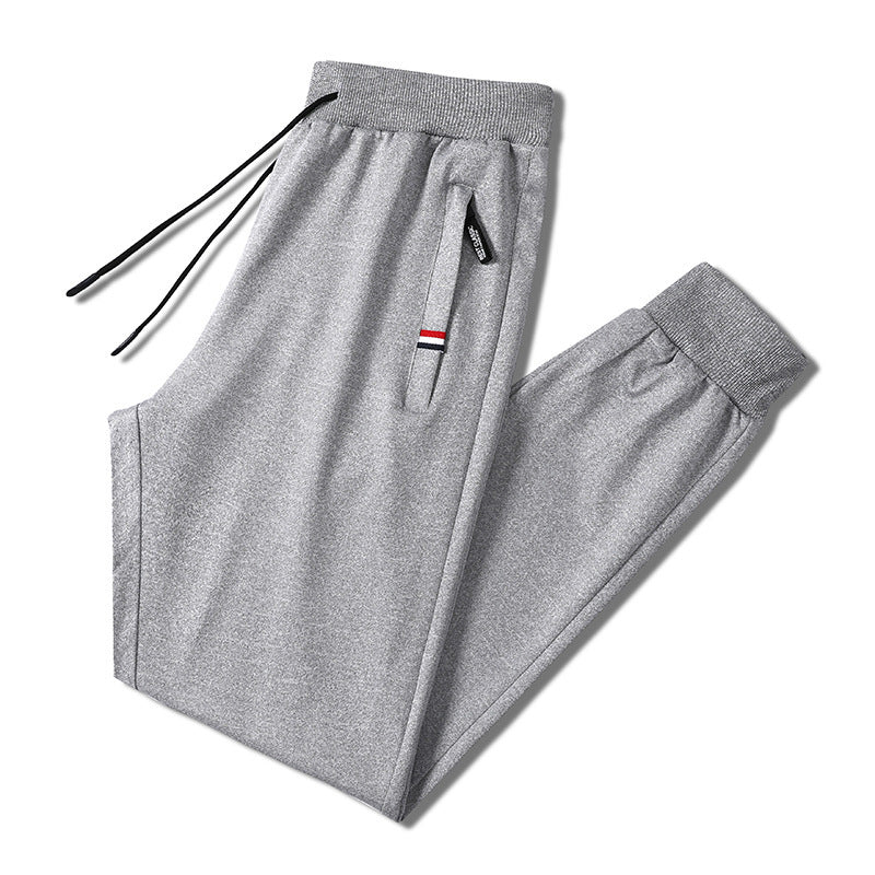 Herren Slim-Fit Jogginghose mit elastischem Rippbund, Kordelzug und Reißverschlusstaschen Drune