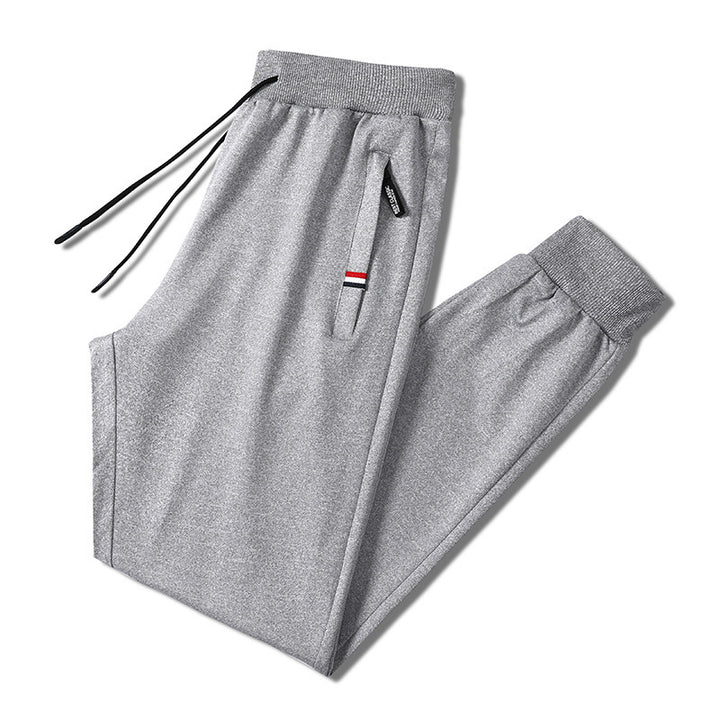 Herren Slim-Fit Jogginghose mit elastischem Rippbund, Kordelzug und Reißverschlusstaschen Drune