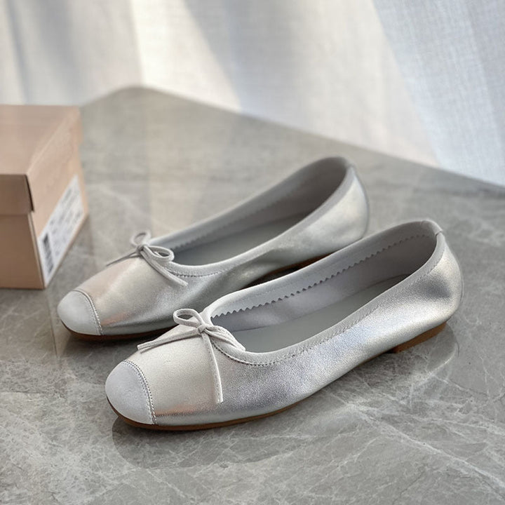 Damen Flache Ballerinas mit zierlichem Schleifenakzent Drune