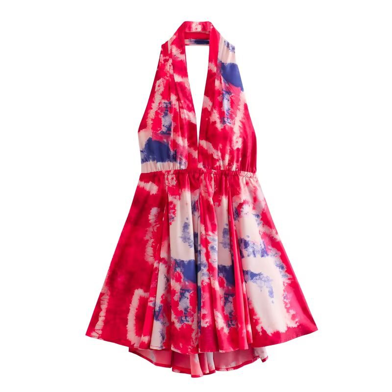 Damen Halterneck Kleid mit fließendem Rock Drune