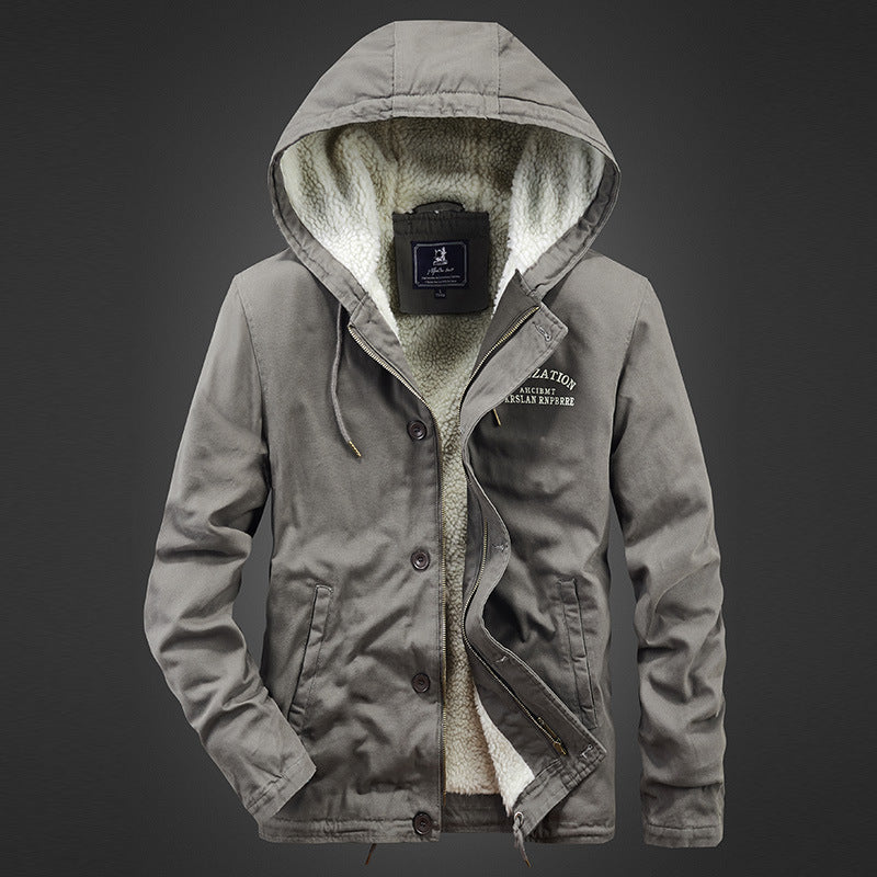 Herren Thermoisolierter Canvasparka mit vollem Sherpa-Innenfutter und Kapuze Drune