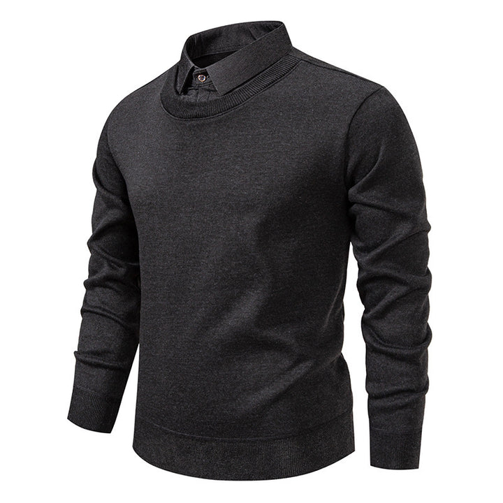 Herren nan Feinstrickpullover mit integriertem Hemdkragen und schmaler Silhouette Drune