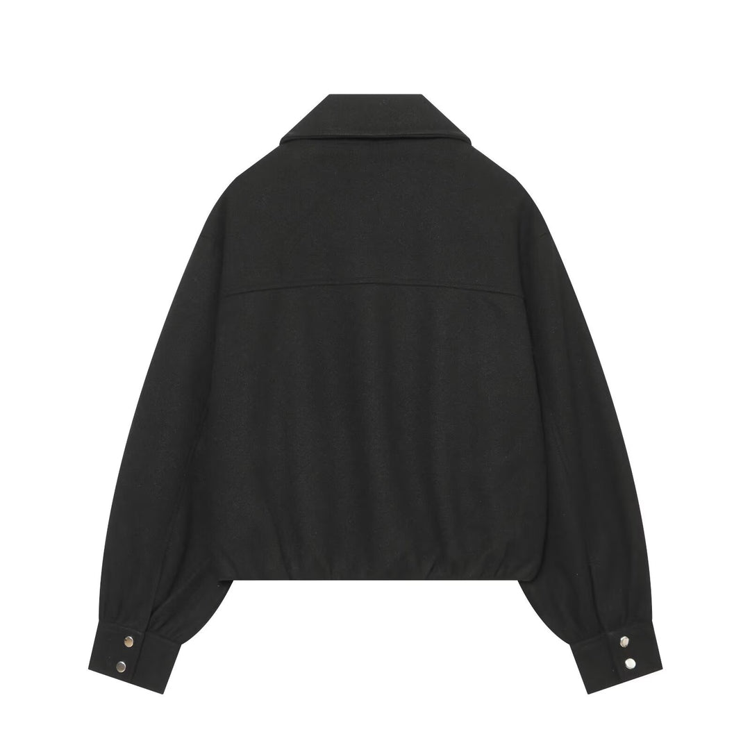 Damen Kurzjacke aus Wollmischung mit Reißverschluss und Ballonärmeln Drune