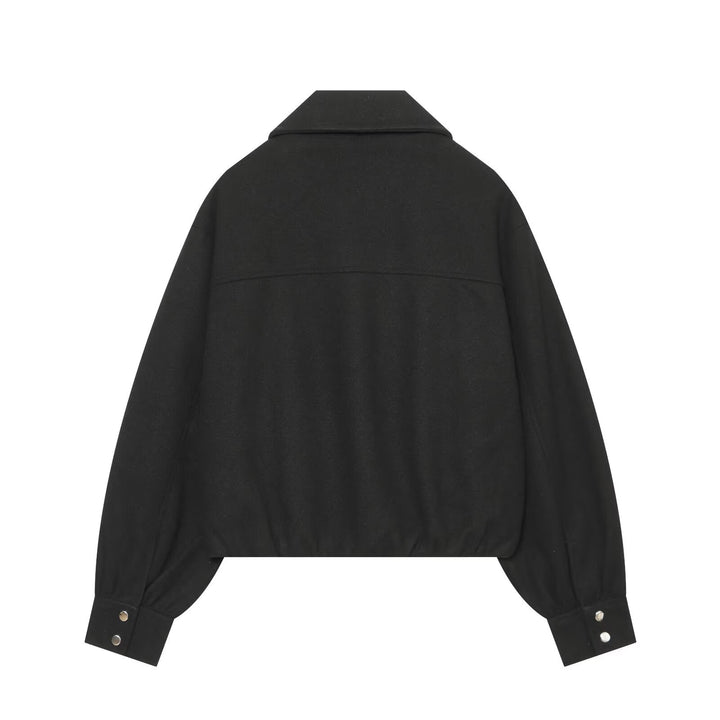 Damen Kurzjacke aus Wollmischung mit Reißverschluss und Ballonärmeln Drune
