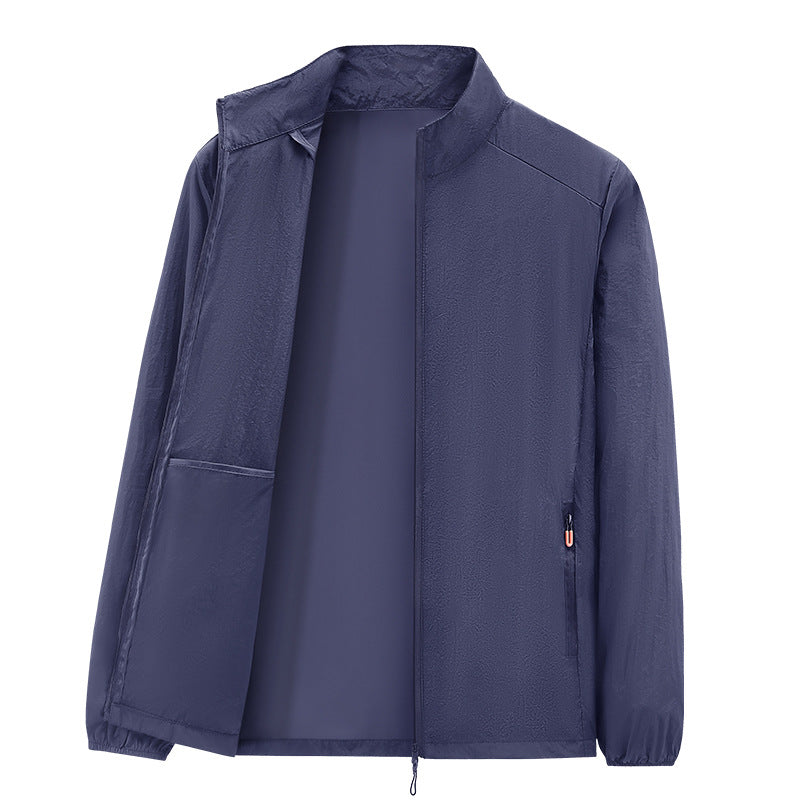Herren Ultraleichte packbare Windjacke mit Innenfach, Stehkragen & Reißverschlusstaschen Drune