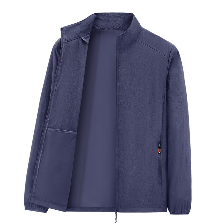 Herren Ultraleichte packbare Windjacke mit Innenfach, Stehkragen & Reißverschlusstaschen Drune