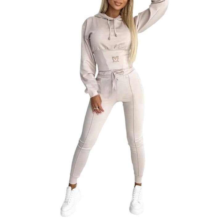 Damen Sportliches Jumpsuit-Set mit Kapuze und elastischem Bund Drune