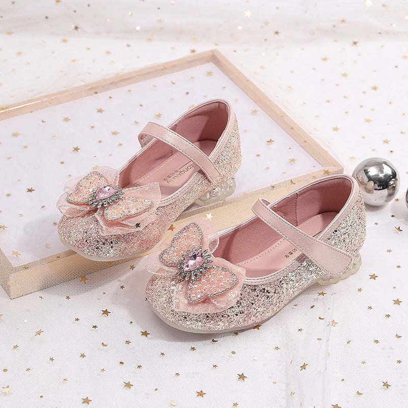 Mädchen Elegante Ballerinas mit Schleifenapplikation und Strass Drune