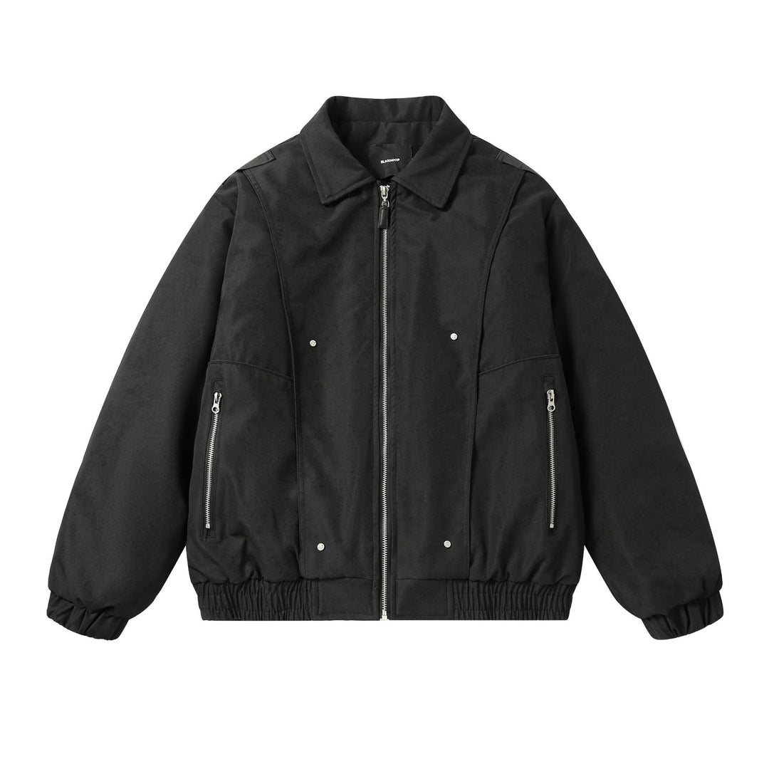 Herren Boxy Utility‑Bomberjacke mit kurzem Schnitt, Metallreißverschlüssen und elastischem Saum Drune