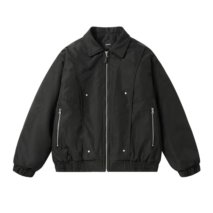 Herren Boxy Utility‑Bomberjacke mit kurzem Schnitt, Metallreißverschlüssen und elastischem Saum Drune
