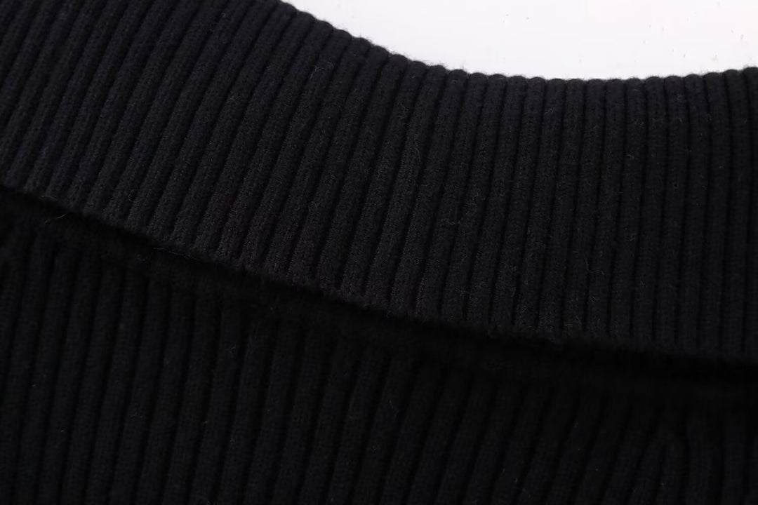 Damen Kurz geschnittene Rippenstrick-Jacke mit weitem Carmenkragen und durchgehendem Reißverschluss Drune