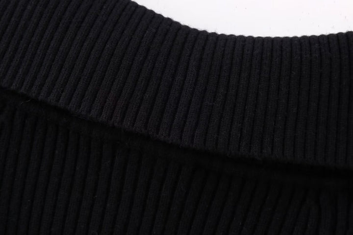 Damen Kurz geschnittene Rippenstrick-Jacke mit weitem Carmenkragen und durchgehendem Reißverschluss Drune