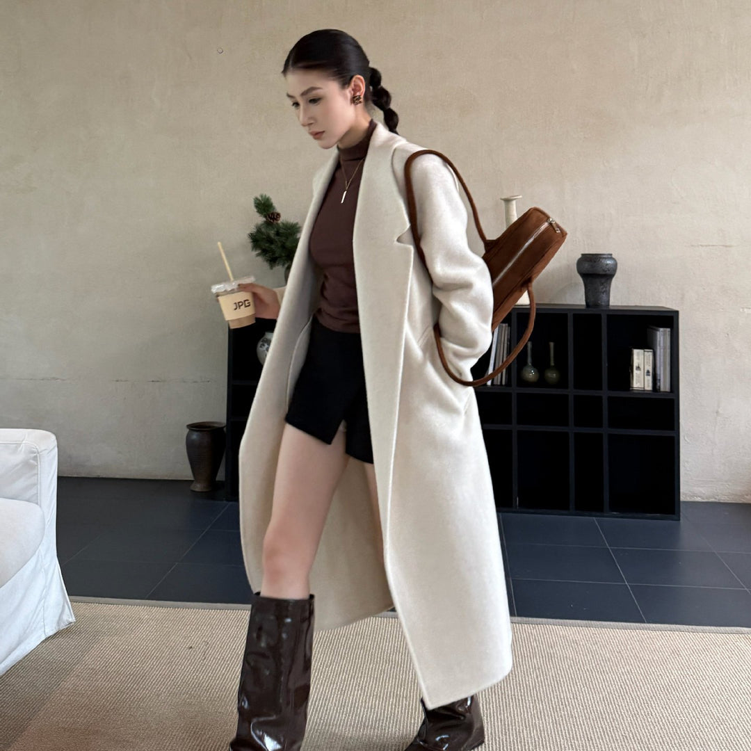 Damen Oversize Wollmantel mit strukturierter Schulterpartie und elegantem Revers Drune