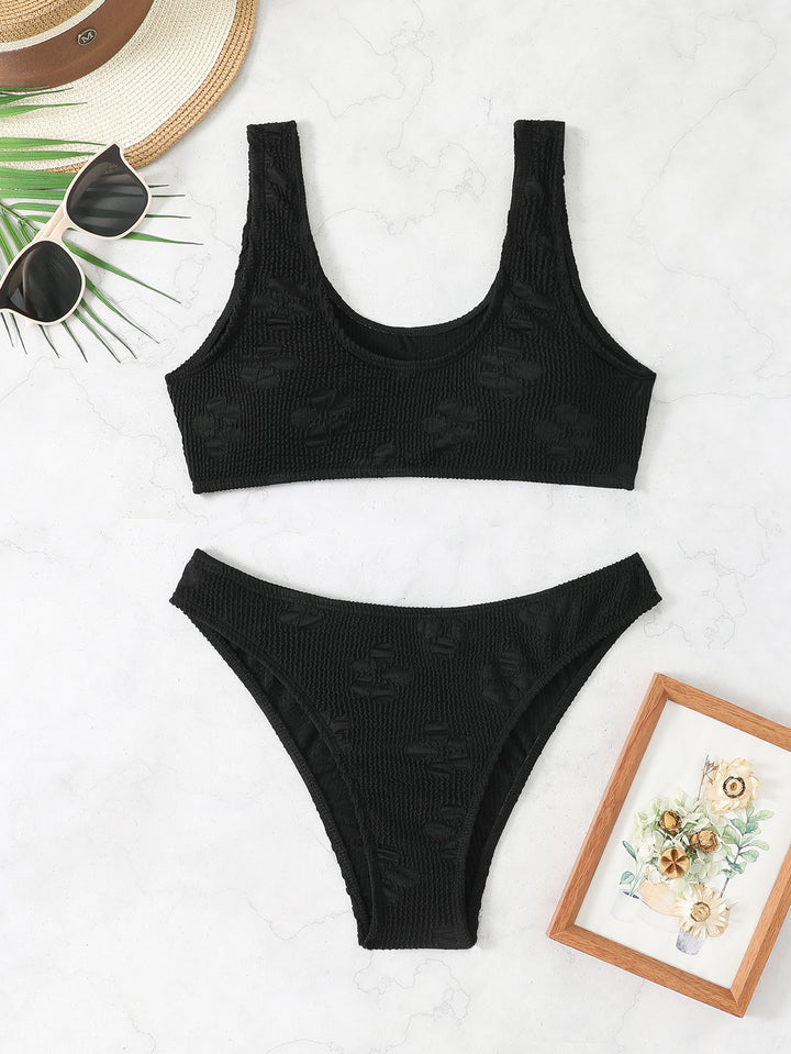 Damen Crop-Bikini-Set mit strukturierter Oberfläche Drune