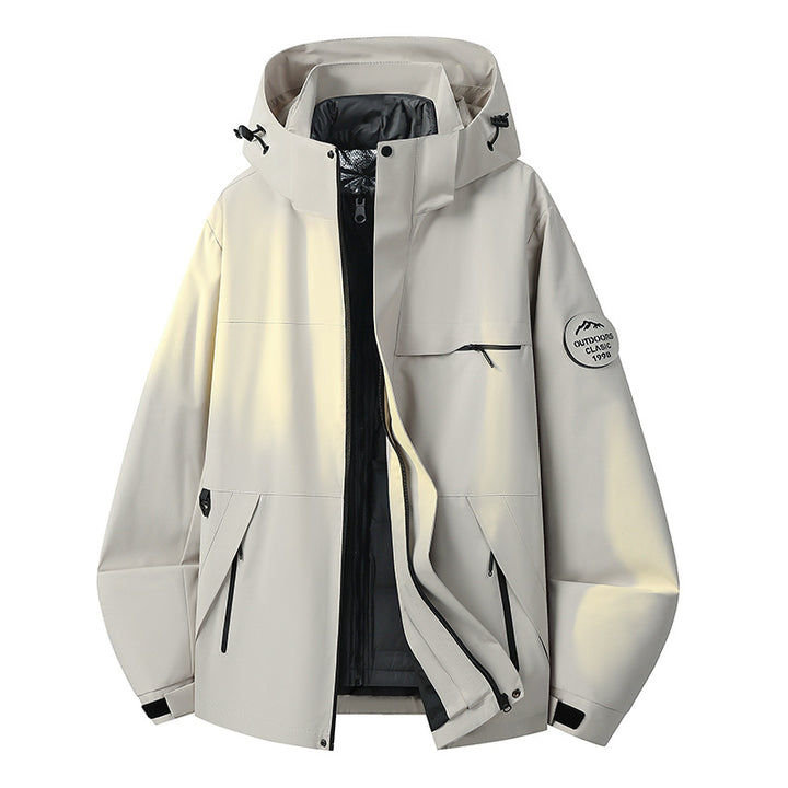 Herren Wetterfeste dreilagige Hardshelljacke mit verstellbarer Kapuze, verschweißten Nähten & Multifunktionstaschen Drune