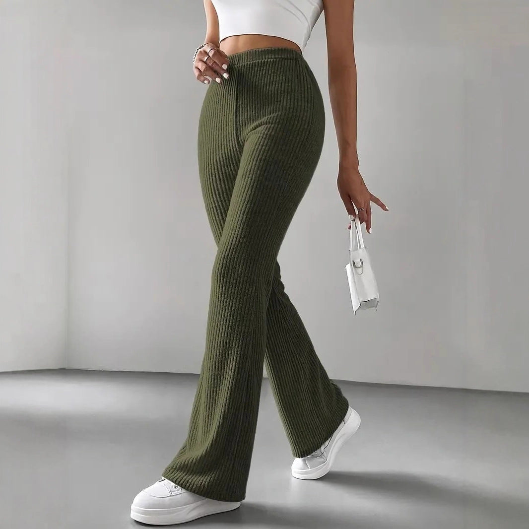 Damen Strickhose mit weitem Bein und Rippstruktur Drune