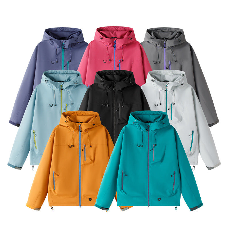 Herren Leichte Tech-Softshelljacke mit Kapuze, verstellbarem Saum und Kontrast-Reißverschlüssen Drune