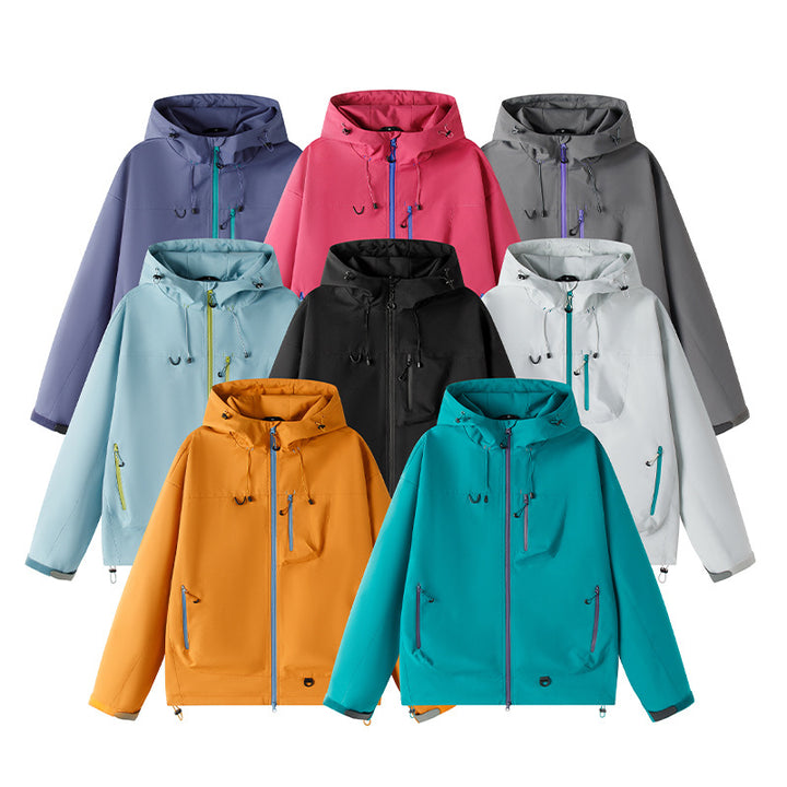Herren Leichte Tech-Softshelljacke mit Kapuze, verstellbarem Saum und Kontrast-Reißverschlüssen Drune