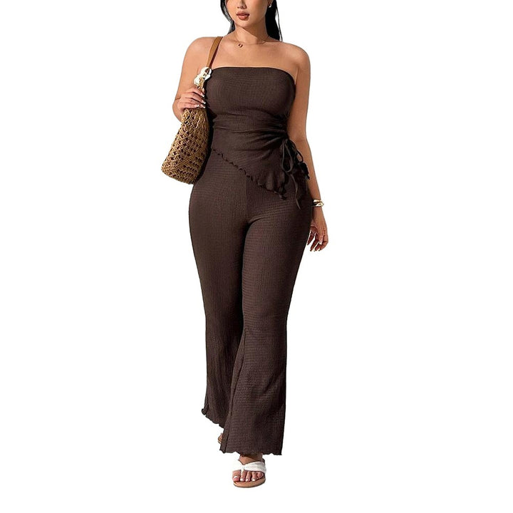 Damen Kombinationsanzug mit elegantem Volant und schmalem Bein Drune