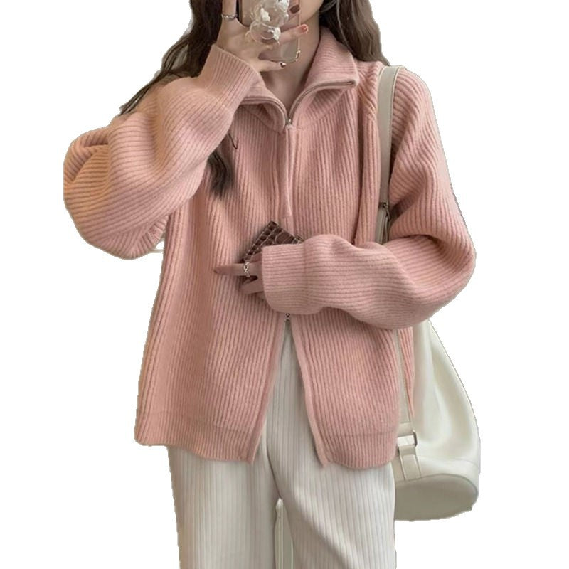 Damen Strickjacke mit asymmetrischem Reißverschluss Drune