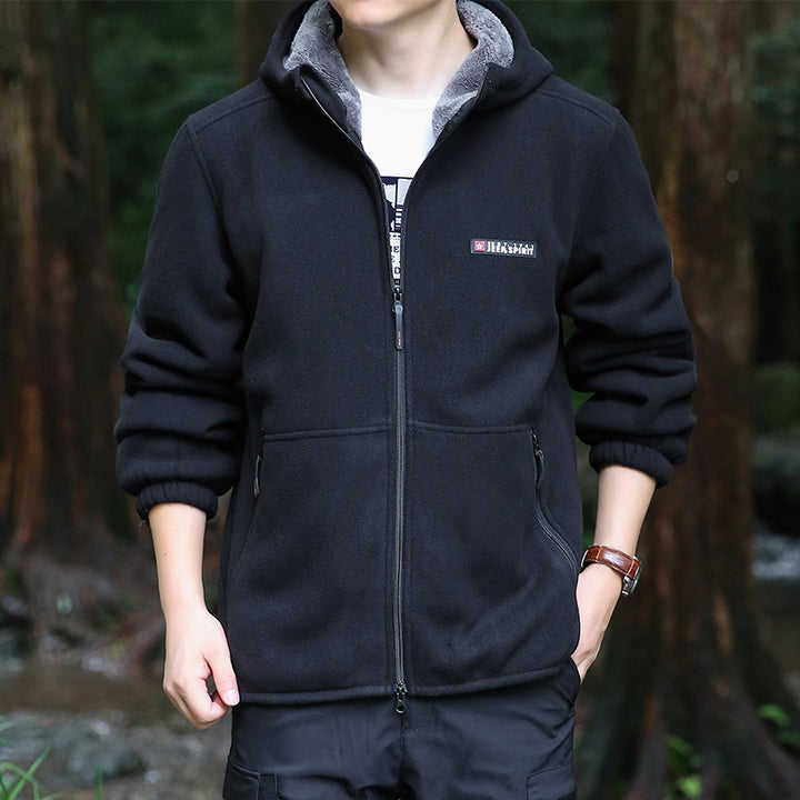 Herren Fleecejacke mit Kapuze Drune