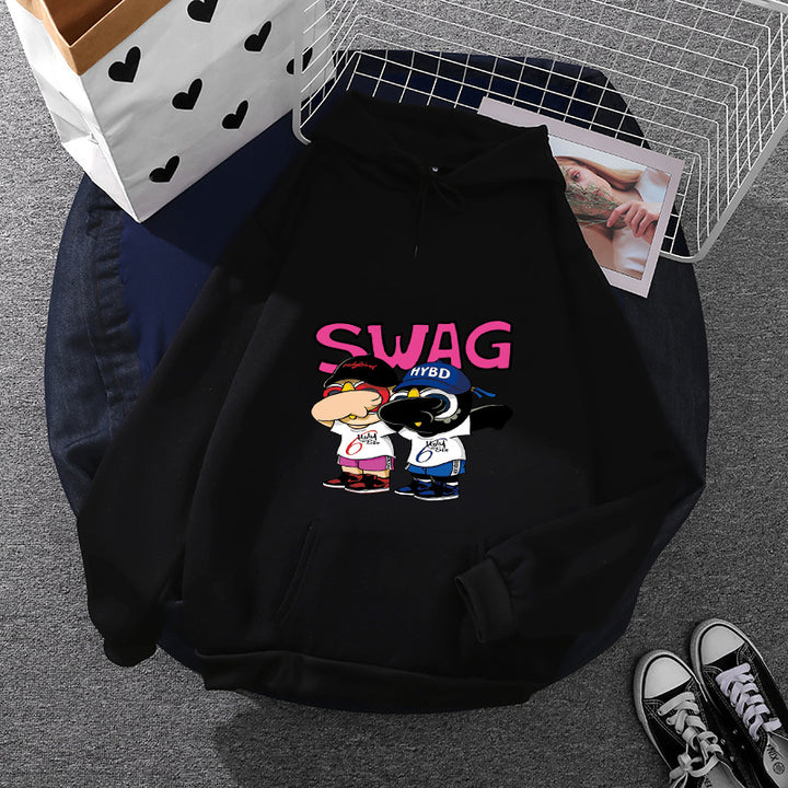Damen Hoodie mit lustigem Cartoon-Design Drune