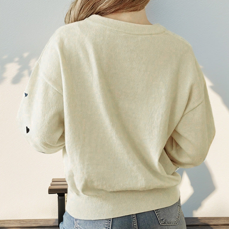 Damen Oversize-Strickpullover mit Ballonärmeln und Rippbündchen Drune