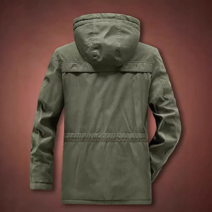 Herren Isolierter Langparka mit Teddyfutter, Kapuze und verdeckten Taschen Drune