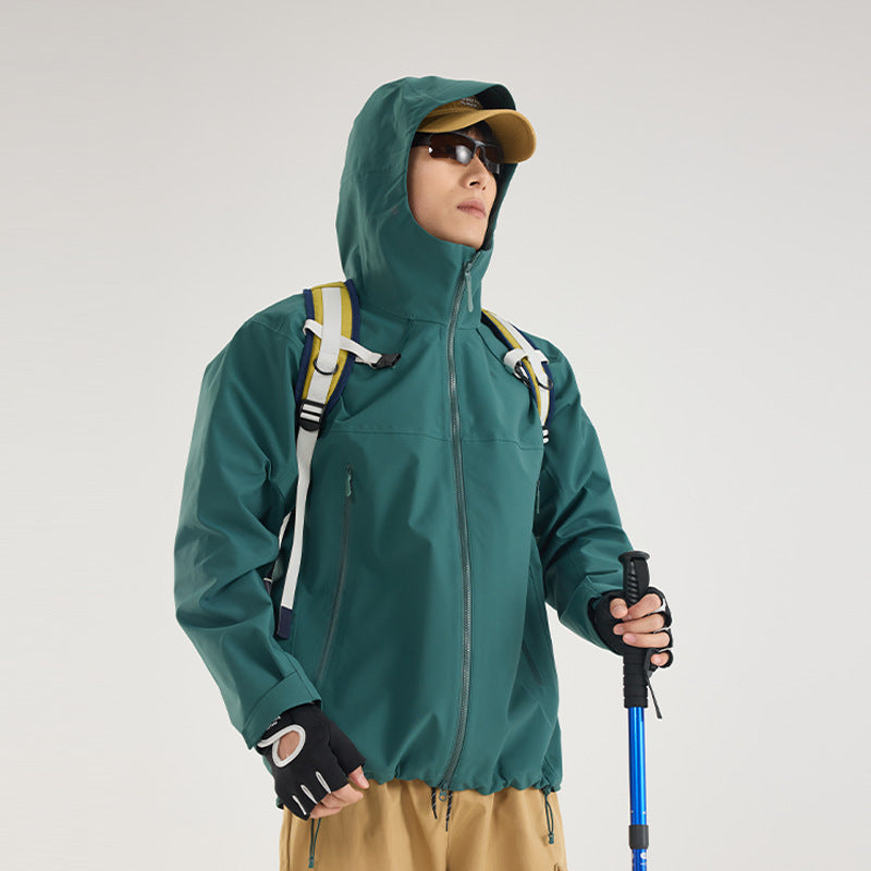 Damen Leichte technische Regenjacke im Oversize-Utility-Schnitt mit verstellbarer Kapuze Drune