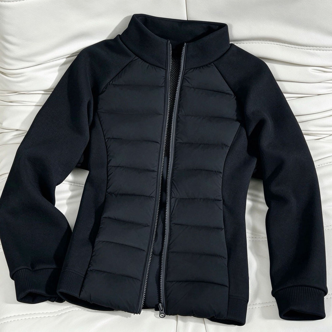 Damen nan Hybrid-Steppjacke mit wattierter Front, Raglanärmeln und hochschließendem Kragen Drune