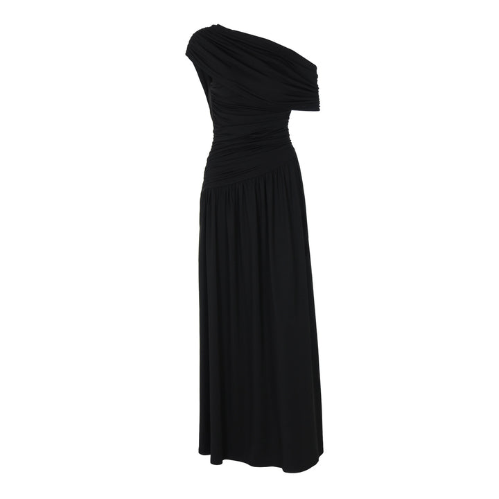 Damen Elegantes asymmetrisches Maxikleid mit Raffungen Drune