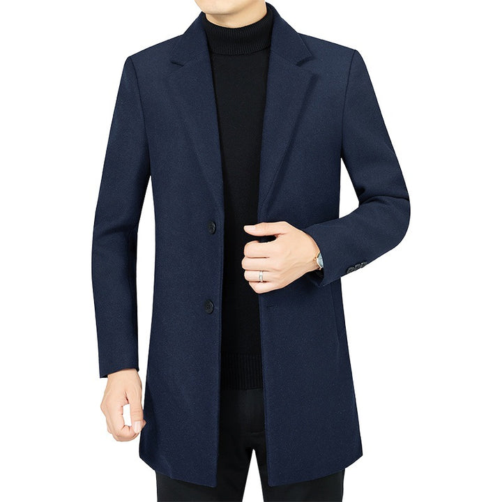 Herren Eleganter taillierter Wollmix-Mantel mit Notch-Revers und Zweiknopfverschluss Drune